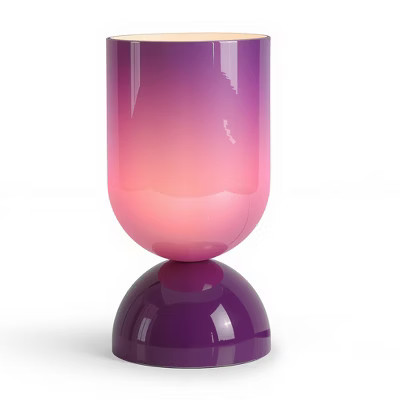 8.9" Modern Glass Table Lamp with Glossy Cylindrical Shade and Dome Base, Decorative Accent Light for Bedroom, Living Room & Study,Purple | Target