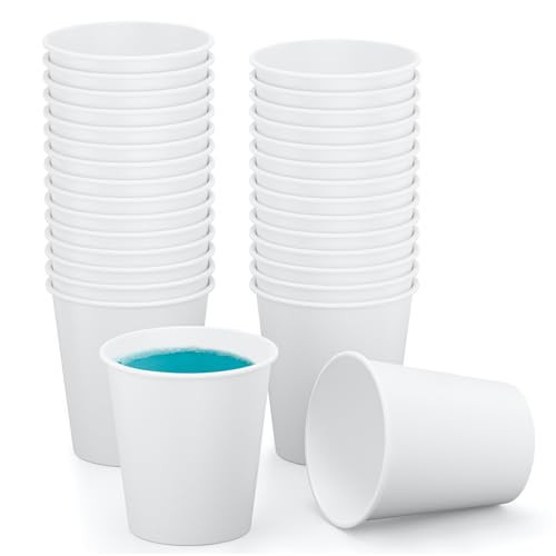 VITVITI 30 PACK Bathroom Mouthwash Cups, Disposable 3.7 OZ Coffee Paper Cup, Small Cup for Mouth Wash/Hot Cold Beverages Liquid/Tea, White | Amazon (US)