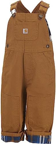 Carhartt Baby Boys' Washed Canvas Flannel Lined Bib Overall | Amazon (US)