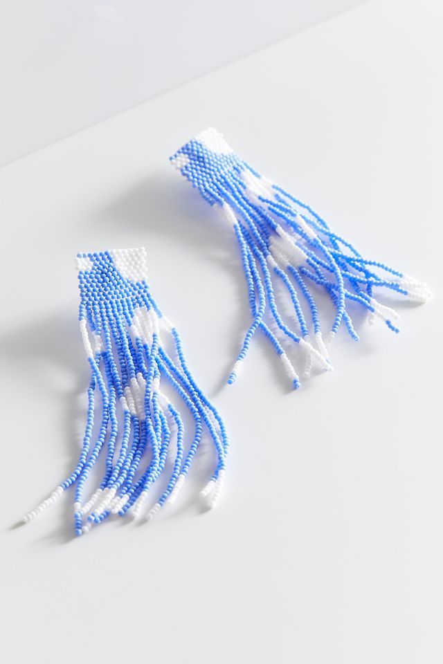 Casa Clara Harlowe Periwinkle Beaded Fringe Earring | Urban Outfitters (US and RoW)