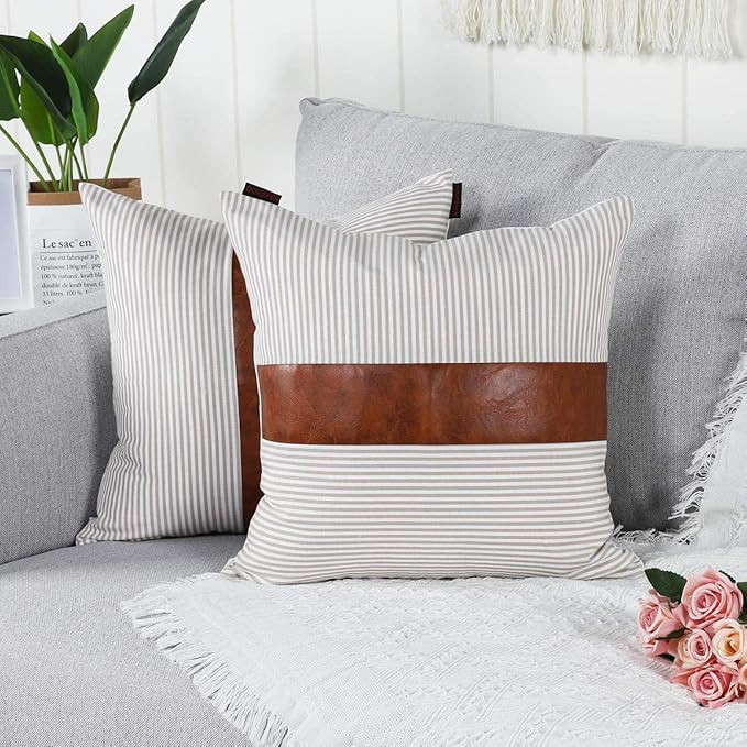 MANDIOO Pack of 2 Farmhouse Decorative Throw Pillow Covers Boho Accent Cushion Cases Pillowcases ... | Amazon (US)