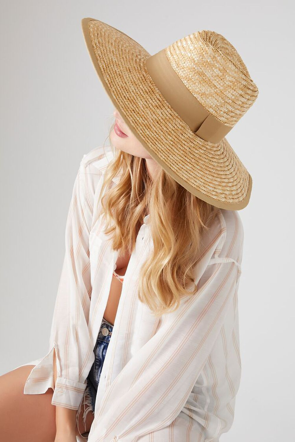 Ribbon-Trim Straw Fedora | Forever 21 (US)
