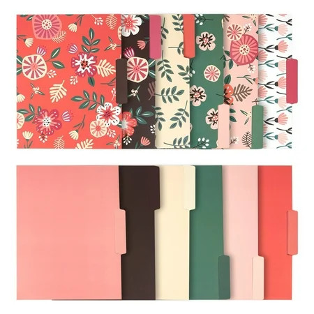 Decorative File Folders - 12-Count Colored File Folders Letter Size, 1/3-Cut Tabs, Includes 6 Cute F | Walmart (US)