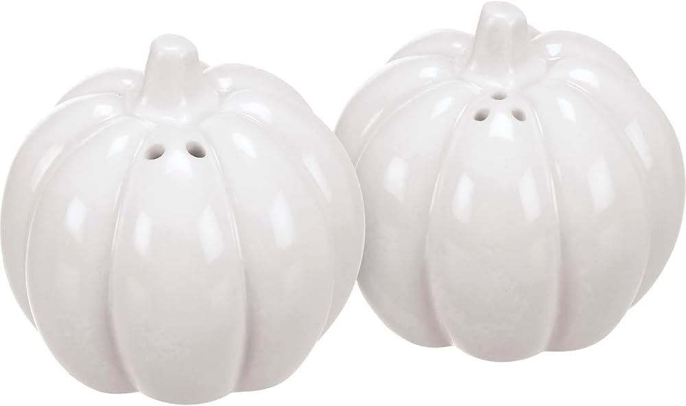 Ceramic 2.5 inch White Pumpkin Salt and Pepper Shakers set of 2, Fall and Thanksgiving Table deco... | Amazon (US)