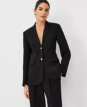 The Long Notched Two Button Blazer in Fluid Crepe | Ann Taylor