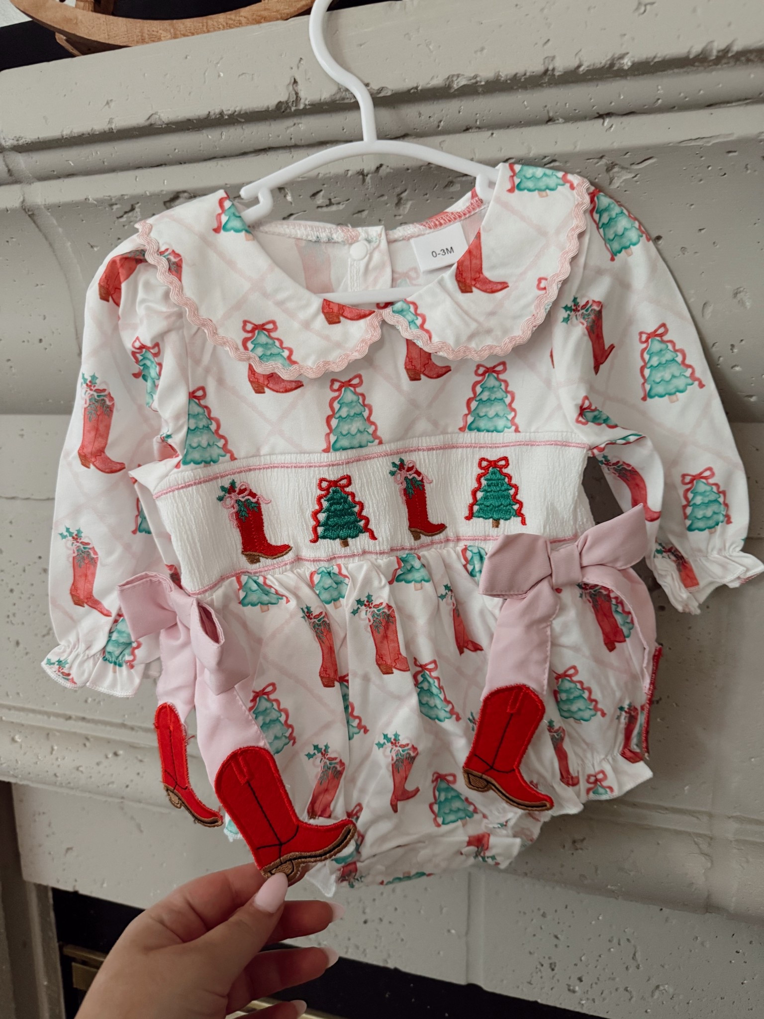 Baby girl Christmas romper 
#ltkbaby #babysmockedromper #babygirlfashion 

#LTKSeasonal