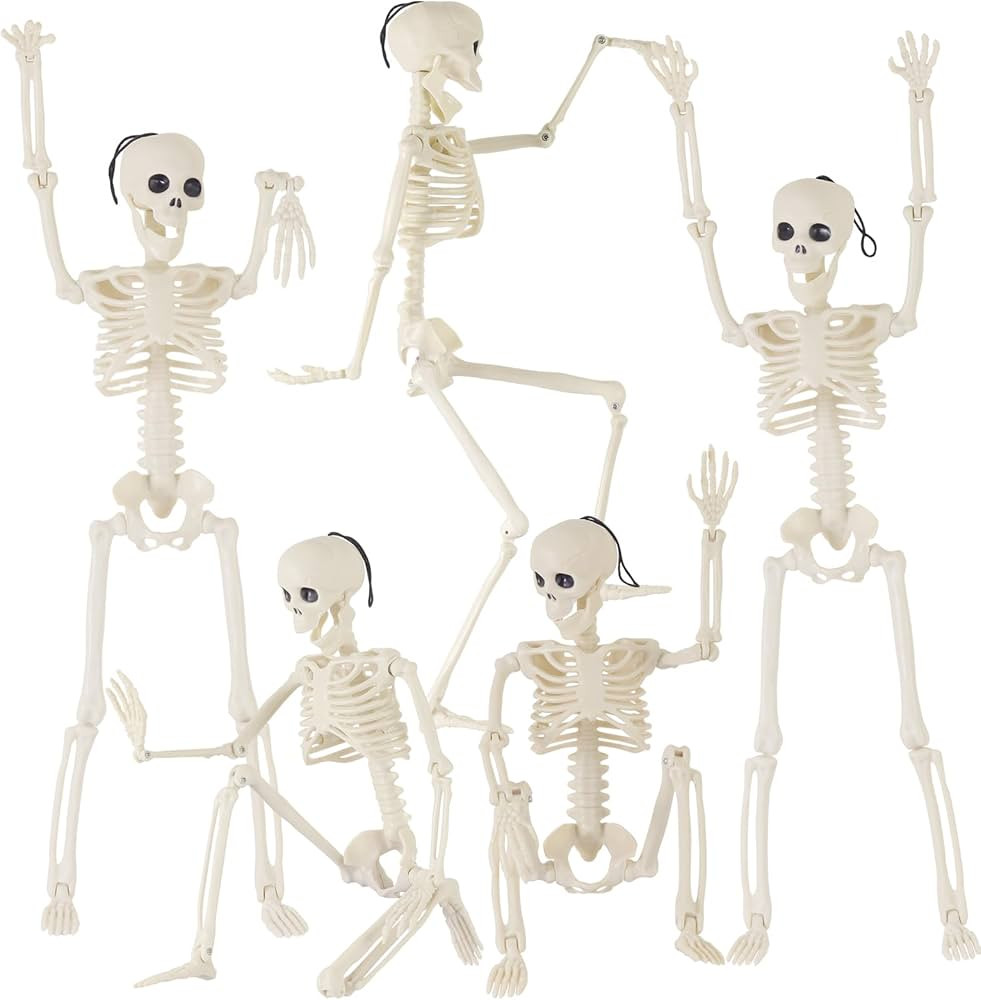 Feir 16" Skeletons Halloween Decorations – 5PCS Posable Full Body Skeletons with Movable Joints... | Amazon (US)