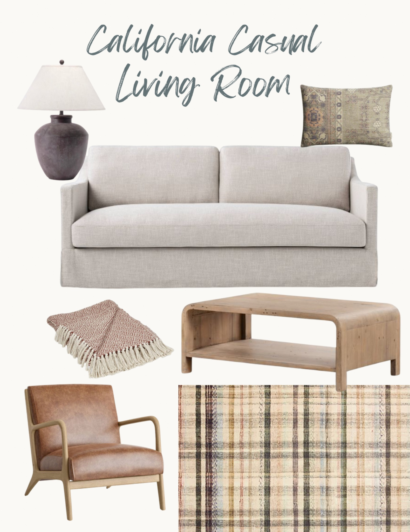 California Casual // Living Room // Pattern // Organic // Natural // Concrete // Stone // Wood // Boho // Target // Amazon
