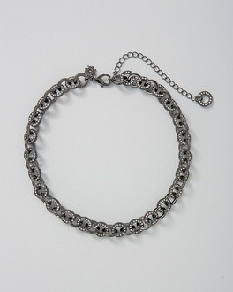 Hematite Pavé Link Necklace | White House Black Market