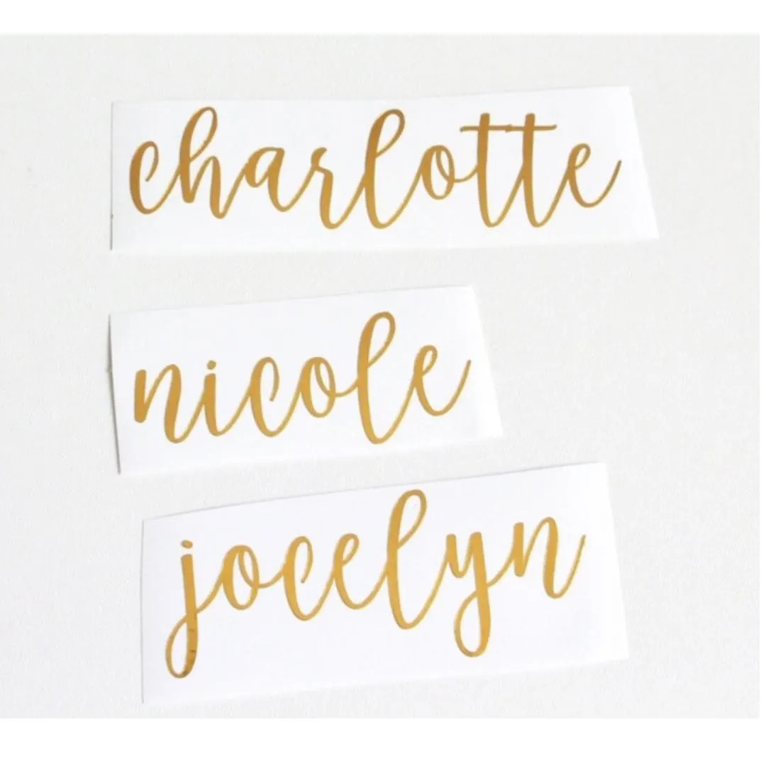 Metallic Gold Custom Name Decals: Permanent Vinyl Stickers | Etsy (Global)