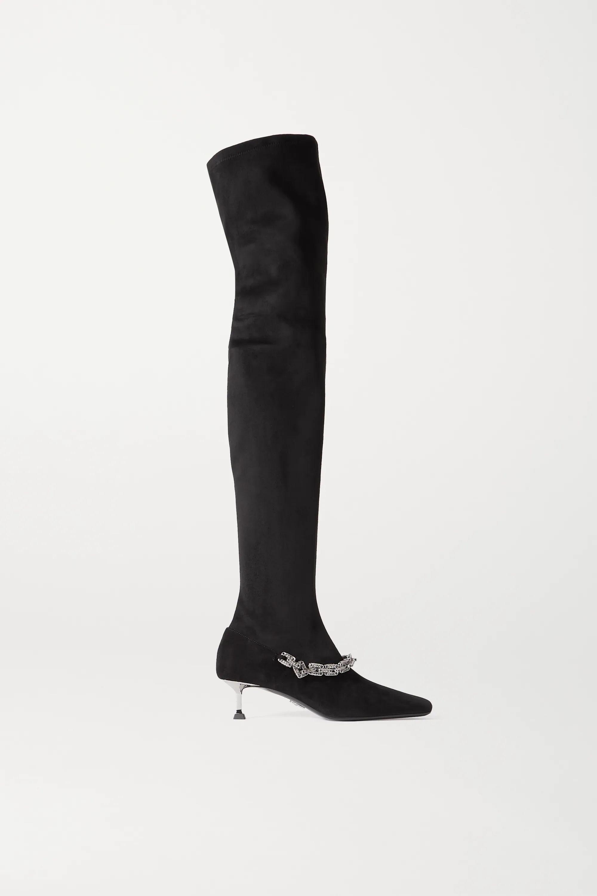 Black Embellished faux suede over-the-knee boots | Paciotti | NET-A-PORTER | NET-A-PORTER (UK & EU)