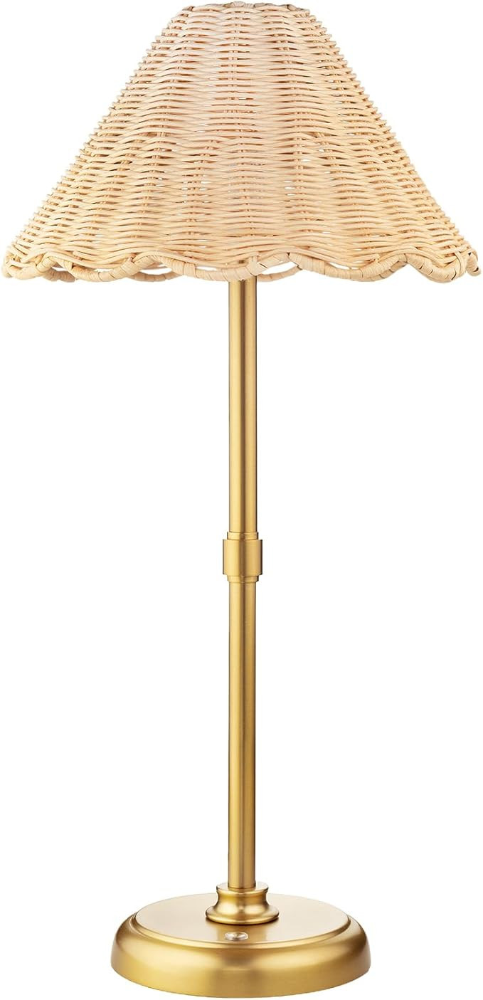 20.5'' Tall Cordless Boho Rattan Table lamp, 5200-mAh Rechargeable Battery, 3-Level Brightness Di... | Amazon (US)