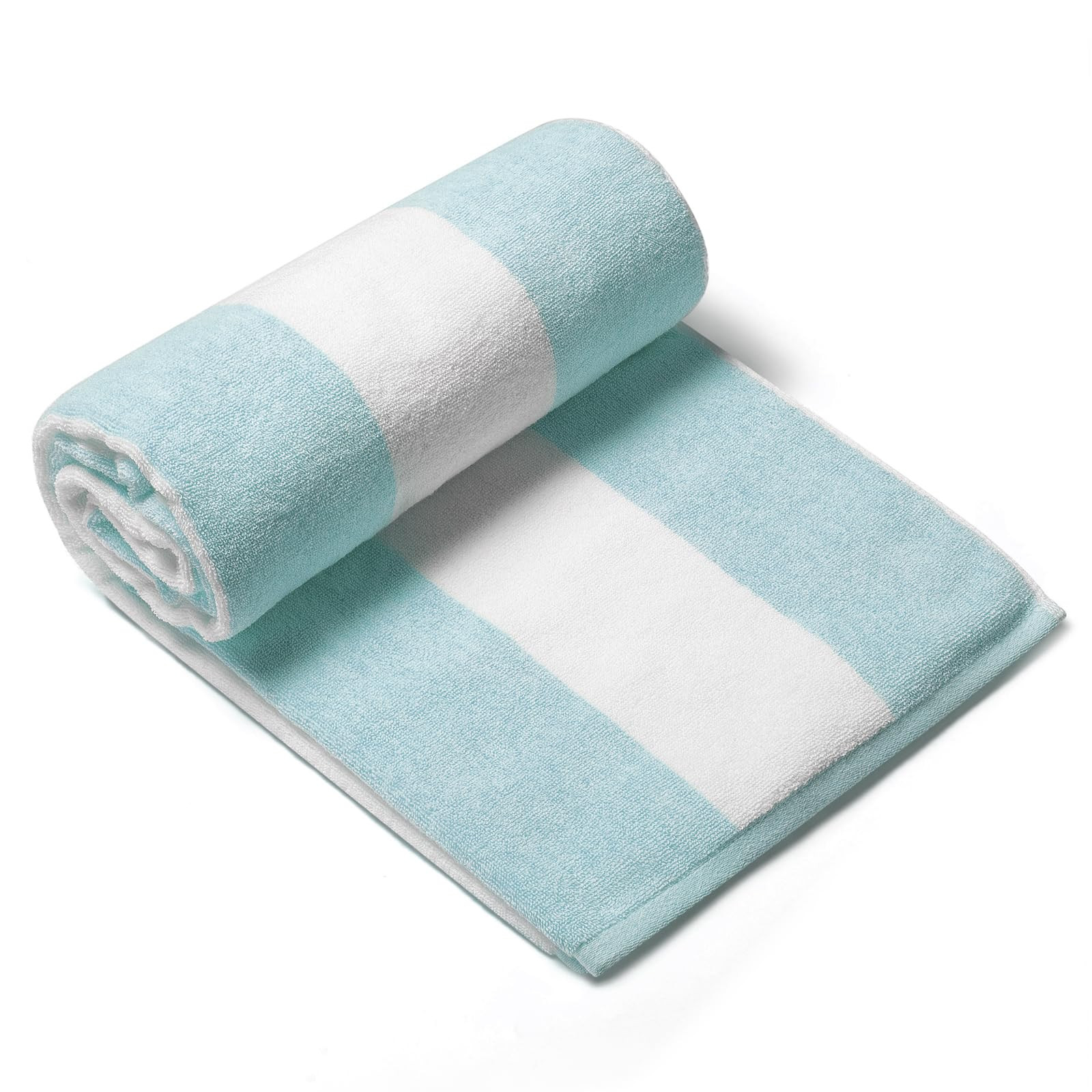 CLOWOOD Plush Oversized Beach Towel - Cotton 40 x 70 Inch Large Thick Aqua Striped Cabana Pool Sw... | Amazon (US)