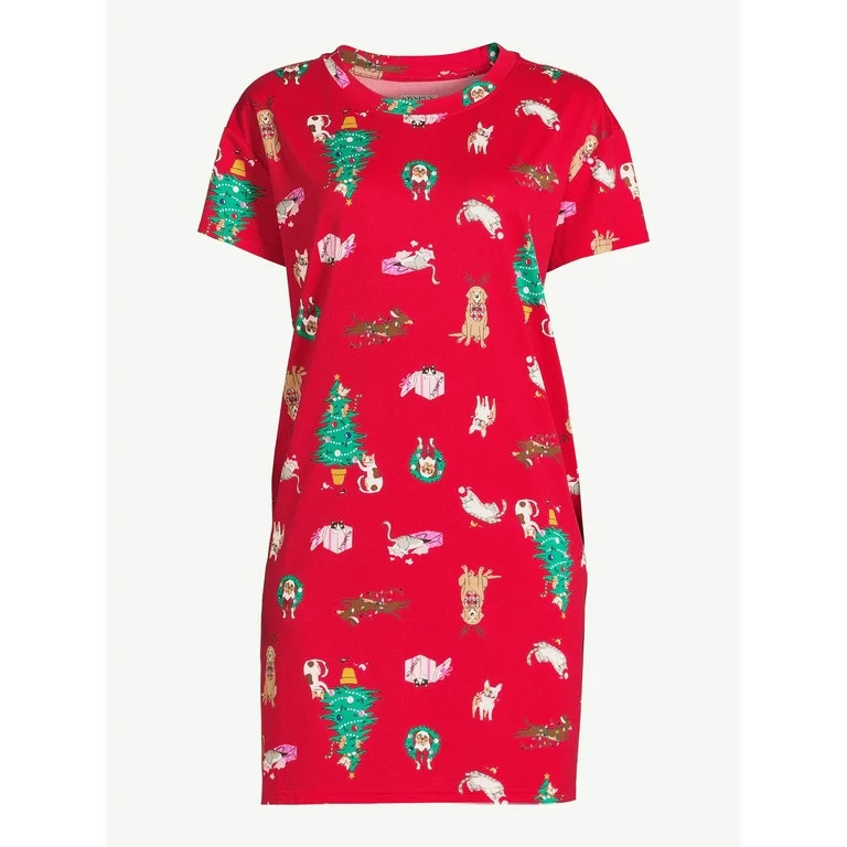 Joyspun Women’s Short Sleeve Sleep Shirt, 2-pack, Sizes S/M to 2X/3X | Walmart (US)