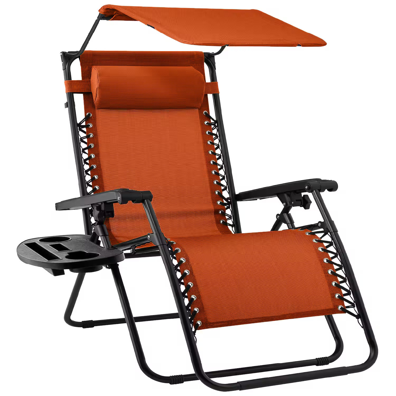 Best Choice Products - Folding Zero Gravity Recliner Patio Lounge Chair w/ Canopy Shade, Headrest, Tray - Burnt Orange | Best Buy U.S.