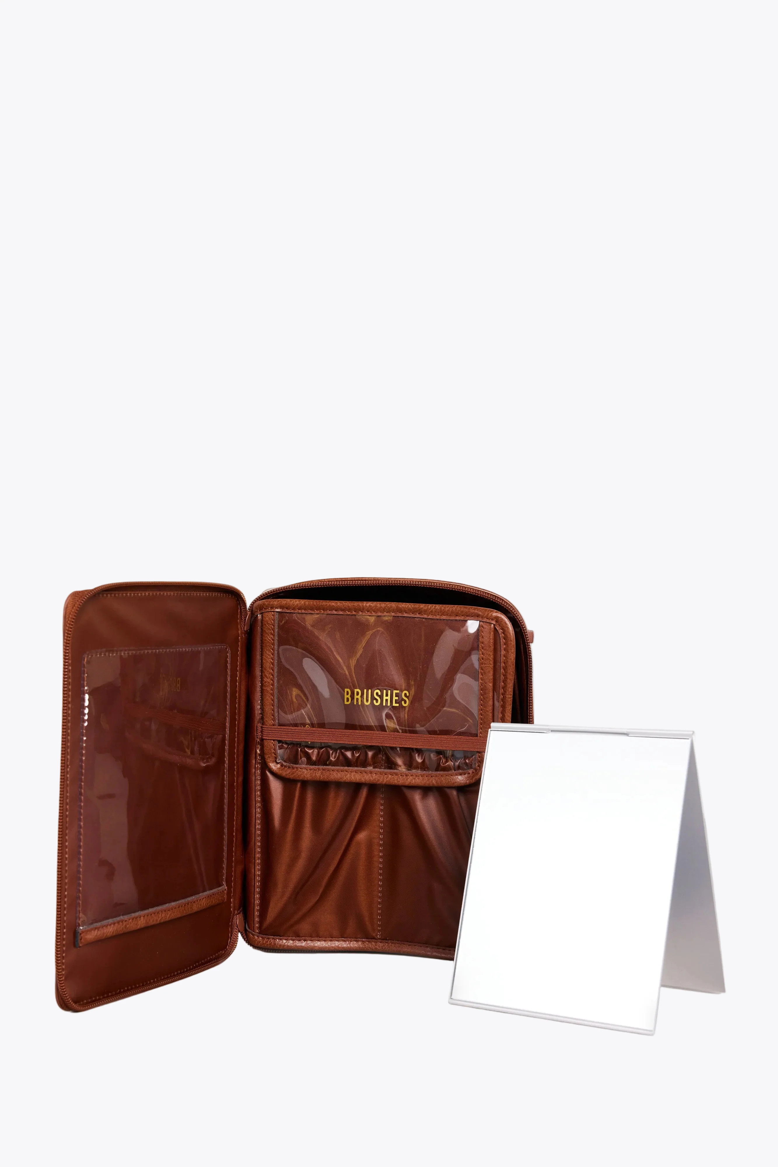 BÉIS 'The Cosmetic Case' In Maple - Brown Makeup Organizer & Travel Case | BEIS