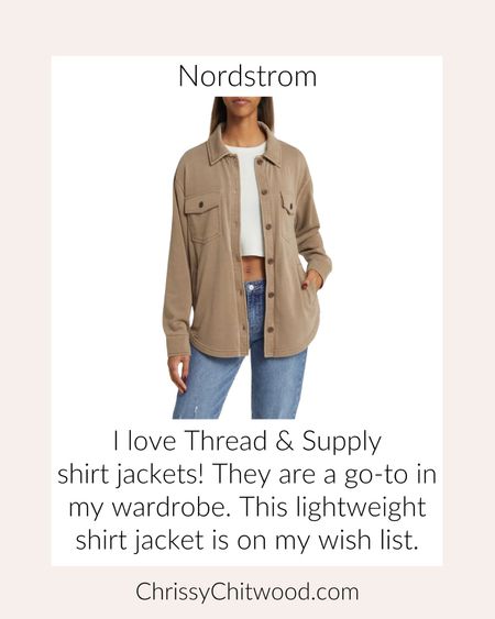 I love Thread & Supply shirt jackets! They are a go-to in my wardrobe. This lightweight shirt jacket is on my wish list.

Nordstrom find, favorite finds, shacket, winter to spring transition fashion

#LTKstyletip #LTKSeasonal #LTKfindsunder50