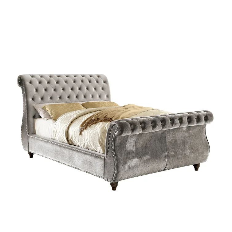 Wiesner Tufted Upholstered Low Profile Sleigh Bed | Wayfair North America