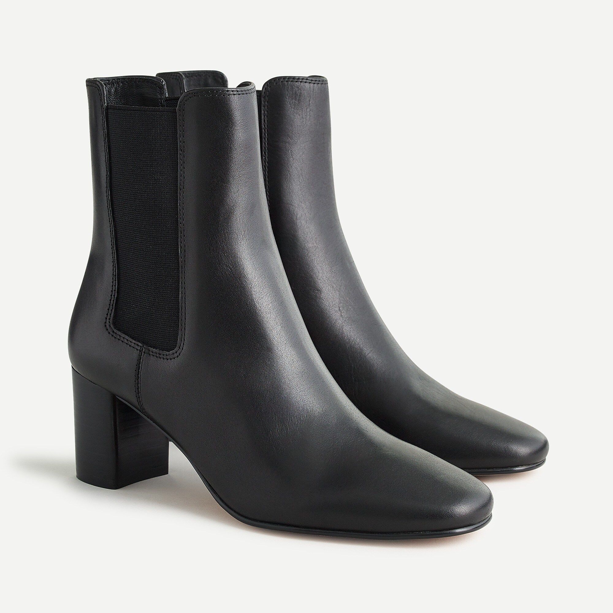 Leather stacked-heel boots | J.Crew US