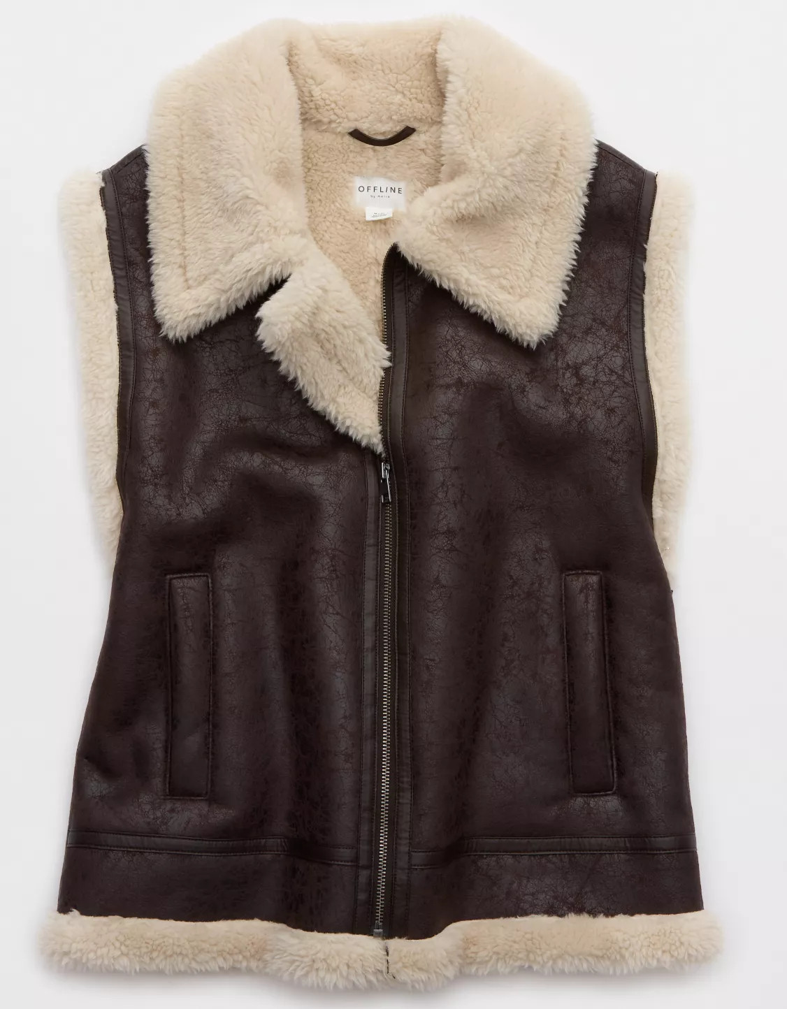 OFFLINE By Aerie Faux Leather Sherpa Vest | American Eagle Outfitters (US & CA)