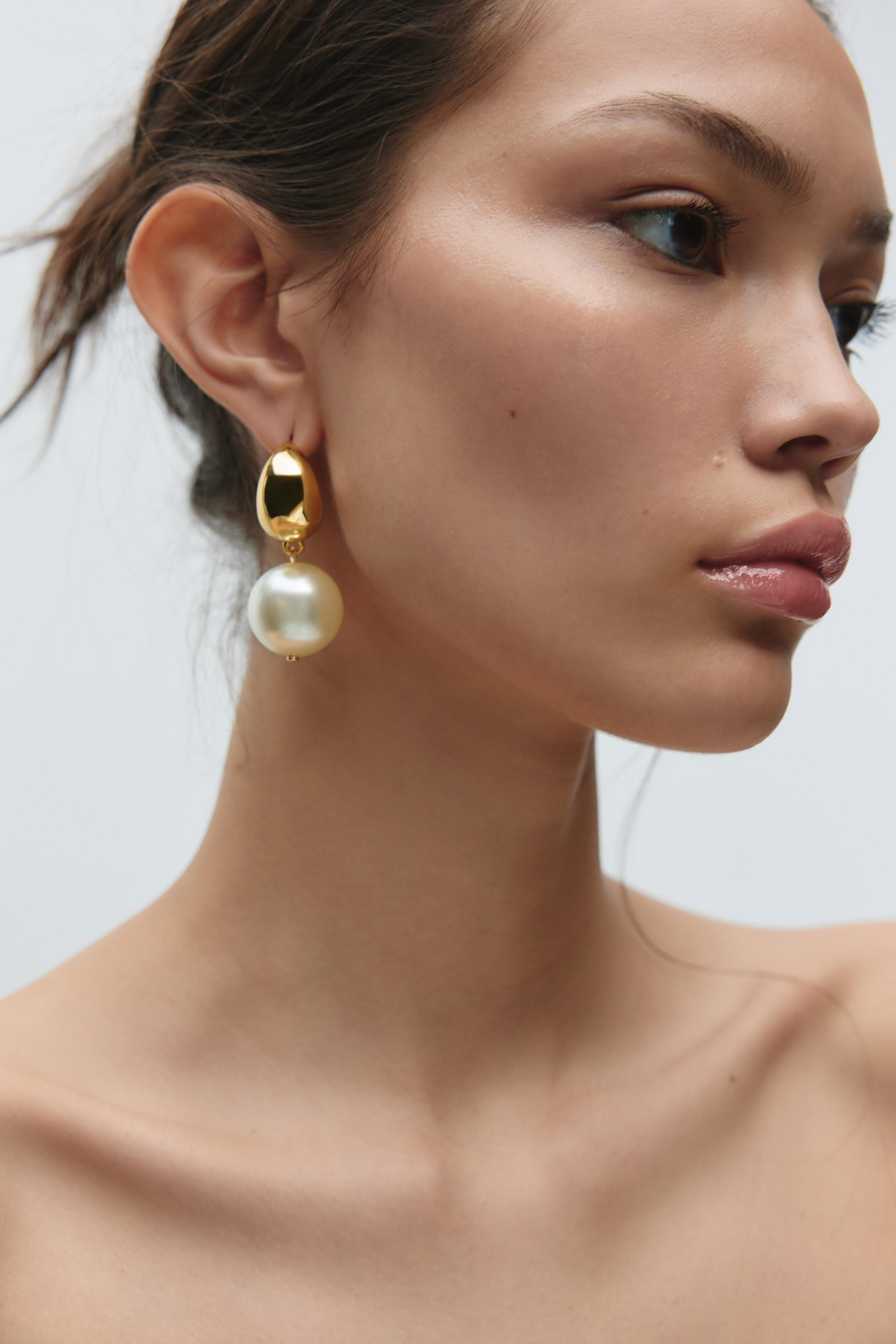 PEARL HOOP EARRINGS | Zara US