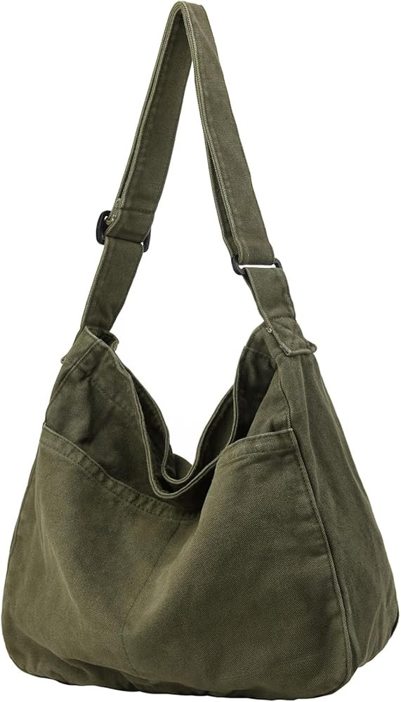 Canvas Tote Bag Casual Hobo Crossbody Shoulder Bag for Women and Men Large Purse Messenger Bag Tr... | Amazon (US)