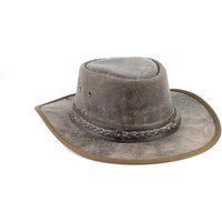 Tan Flat Brim Crushable Cowboy Hat, Leather Hat With Braided Band, Aussie Style Bush Unisex Western  | Etsy (US)