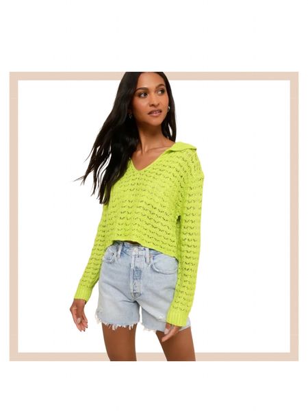 Bright green pointelle collared sweater for cool spring summer nights

#LTKworkwear #LTKfindsunder100 #LTKstyletip
