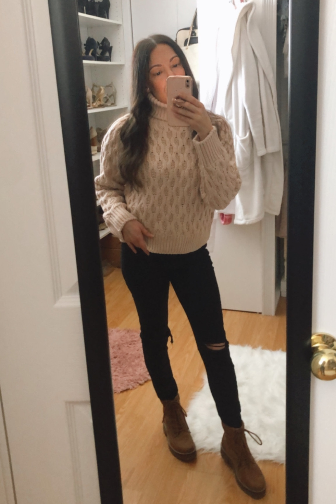 Chunky Cable knit turtleneck. lug sole booties. Everyday basic outfit idea.
#minimalistoutfit #neutralaesthetic #streetstyle

#LTKstyletip #LTKunder50 #LTKSeasonal