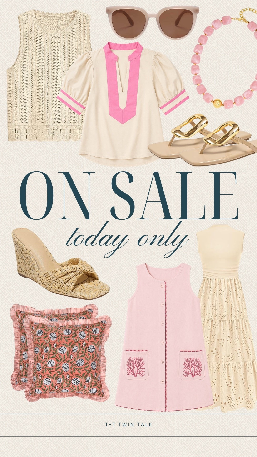 On sale today, July 9th! We can’t believe the discount on these pieces! We especially love the pink dress, beaded necklace, and patterned pillows!

#LTKSeasonal #LTKOver40 #LTKHome