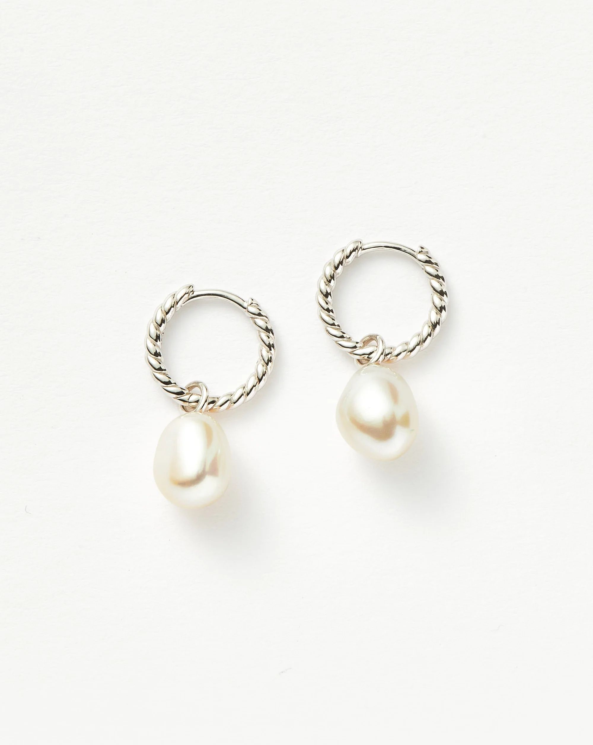 Pearl Twisted Small Drop Hoop Earrings | Missoma