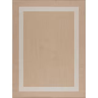 Beige/White 6 ft. x 9 ft. Bordered Indoor/Outdoor Area Rug | The Home Depot