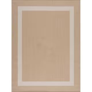 Beige/White 6 ft. x 9 ft. Bordered Indoor/Outdoor Area Rug | The Home Depot