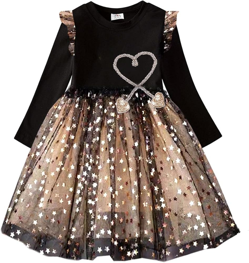 VIKITA Toddler Girls Dresses Winter Long Sleeve Tutu Party Dress for Girl 3-7 Years Xmas Gift | Amazon (US)