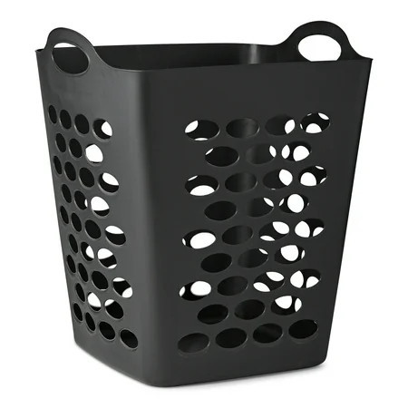 Mainstays Flexible Square Laundry Hamper, Black Plastic | Walmart (US)