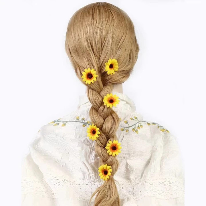 6pcs Sunflower Shaped Faux Flower Hair Clips For Outdoor Party & Bridal Hair Accessories | SHEIN