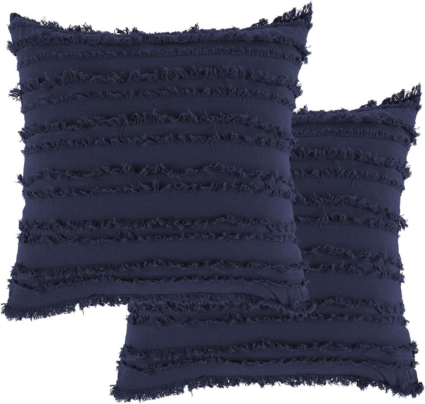 Longhui bedding Navy Blue Throw Pillow Covers for Couch Sofa Bed, Cotton Linen Decorative Pillows... | Amazon (US)