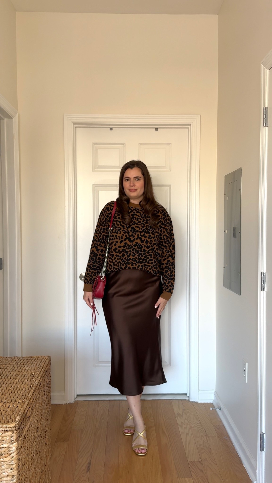 Leopard sweaters are so fun for fall! I styled this one with a chocolate brown satin midi skirt but you could pair it with black jeans too for a casual outfit  

#LTKootd #LTKHoliday #LTKFindsUnder100