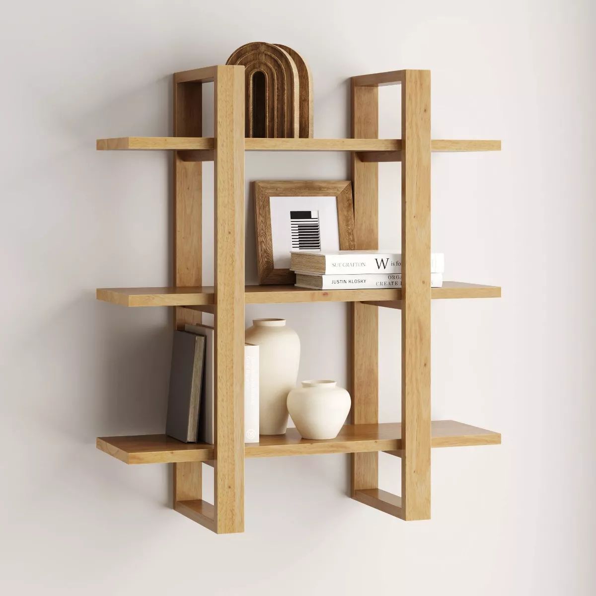 32" Solid Wood Adjustable Floating Wall Shelf - Nathan James | Target