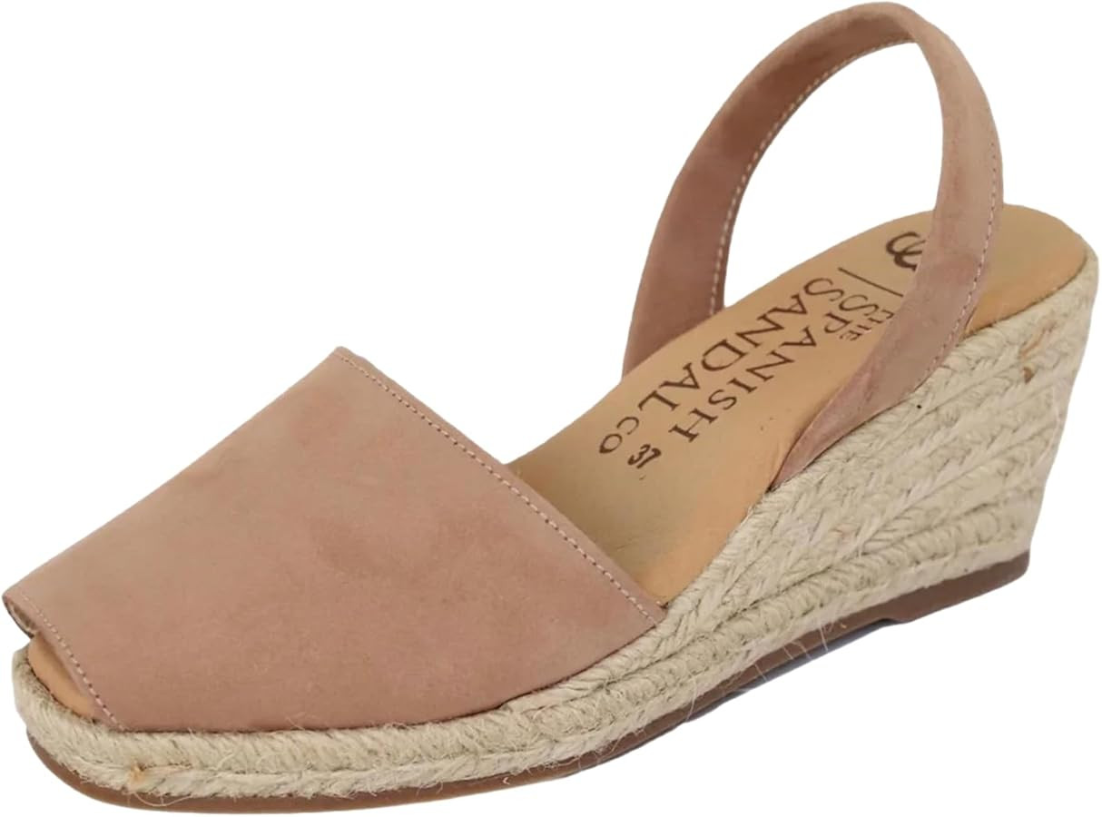 Espadrilles Wedges for Women, Dressy Soft Leather Peep Toe Womens Espadrille Sandals, Comfortable... | Amazon (US)