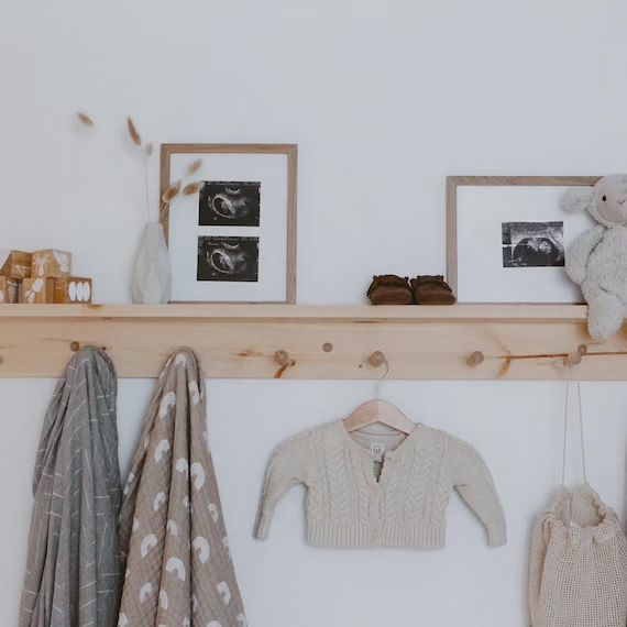 Shelf With Hooks  Towel Rack  Kitchen Decor  Wooden Peg - Etsy | Etsy (US)