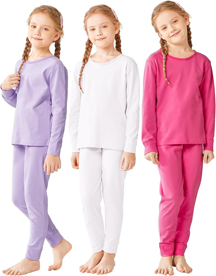 Resinta Girls Cotton Thermal Underwear Set Toddler Long Johns Kids Winter Base Layer Top & Bottom | Amazon (US)