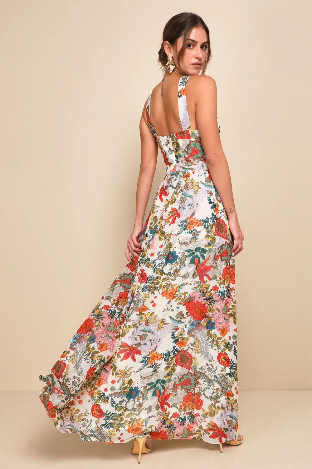 Lilja Cream Floral Print Maxi Dress | Lulus