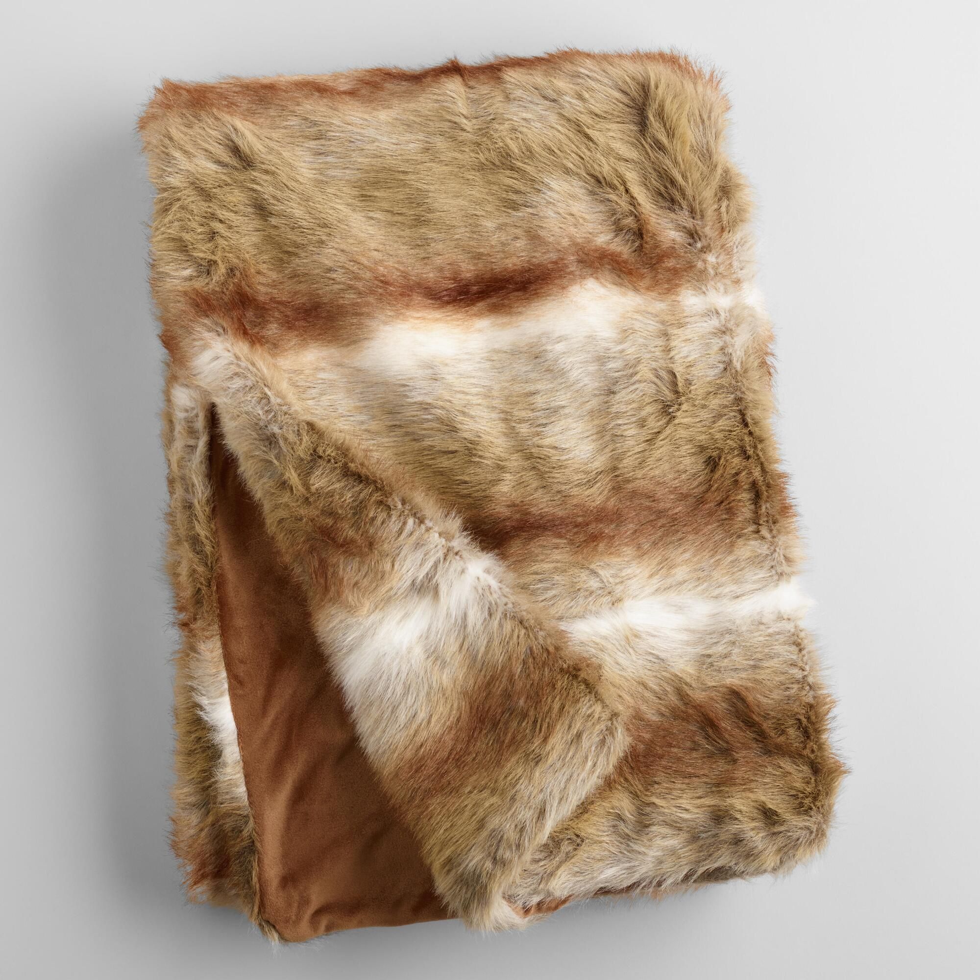 Brown Faux Fur Throw - Acrylic  - 50Inx60In by World Market 50Inx60In | World Market