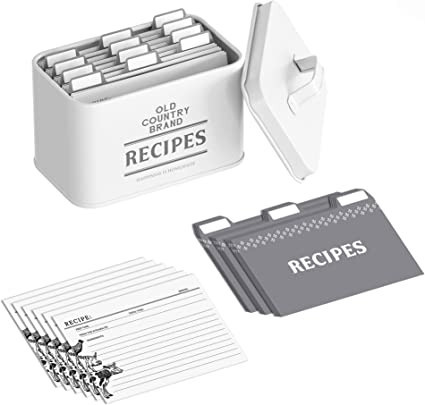Barnyard Designs Old Country Brand Metal Recipe Box with Cards and Dividers 4 x 6, Vintage Farmho... | Amazon (US)