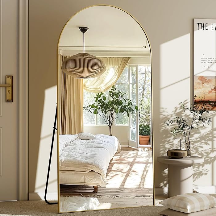 30x71 Arched Full Length Mirror, Large Full Body Floor Mirror, Gold     Aluminum Alloy Frame Shat... | Amazon (US)