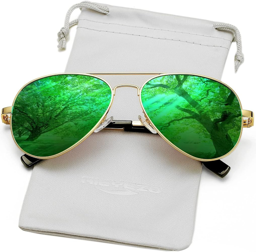 AIEYEZO Classic Aviator Polarized Sunglasses for Men Women Spring Hinge Metal Frame UV400 Protect... | Amazon (US)