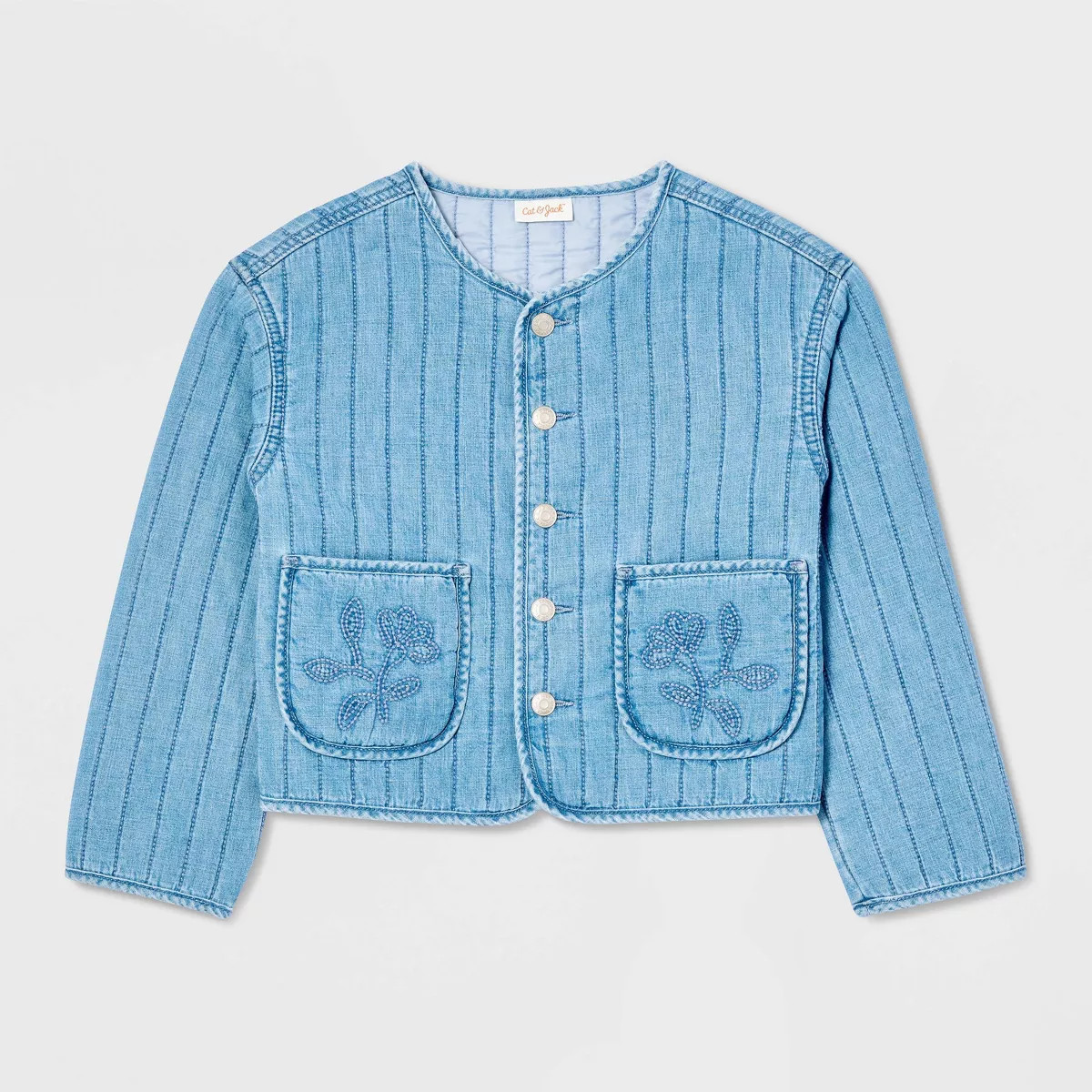 Girls' Quilted Denim Jacket - Cat & Jack\u2122 Light Wash M | Target