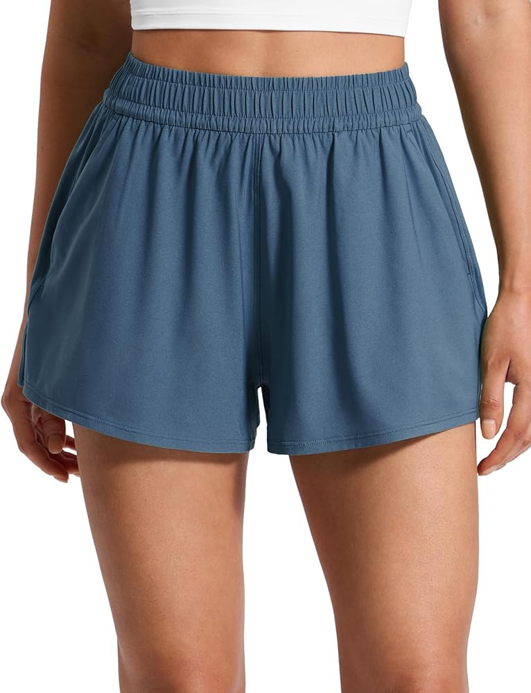 CRZ YOGA Drapey Flowy Athletic Shorts for Women 2.5" - Relaxed Fit High Waisted Tennis Workout Ru... | Amazon (US)
