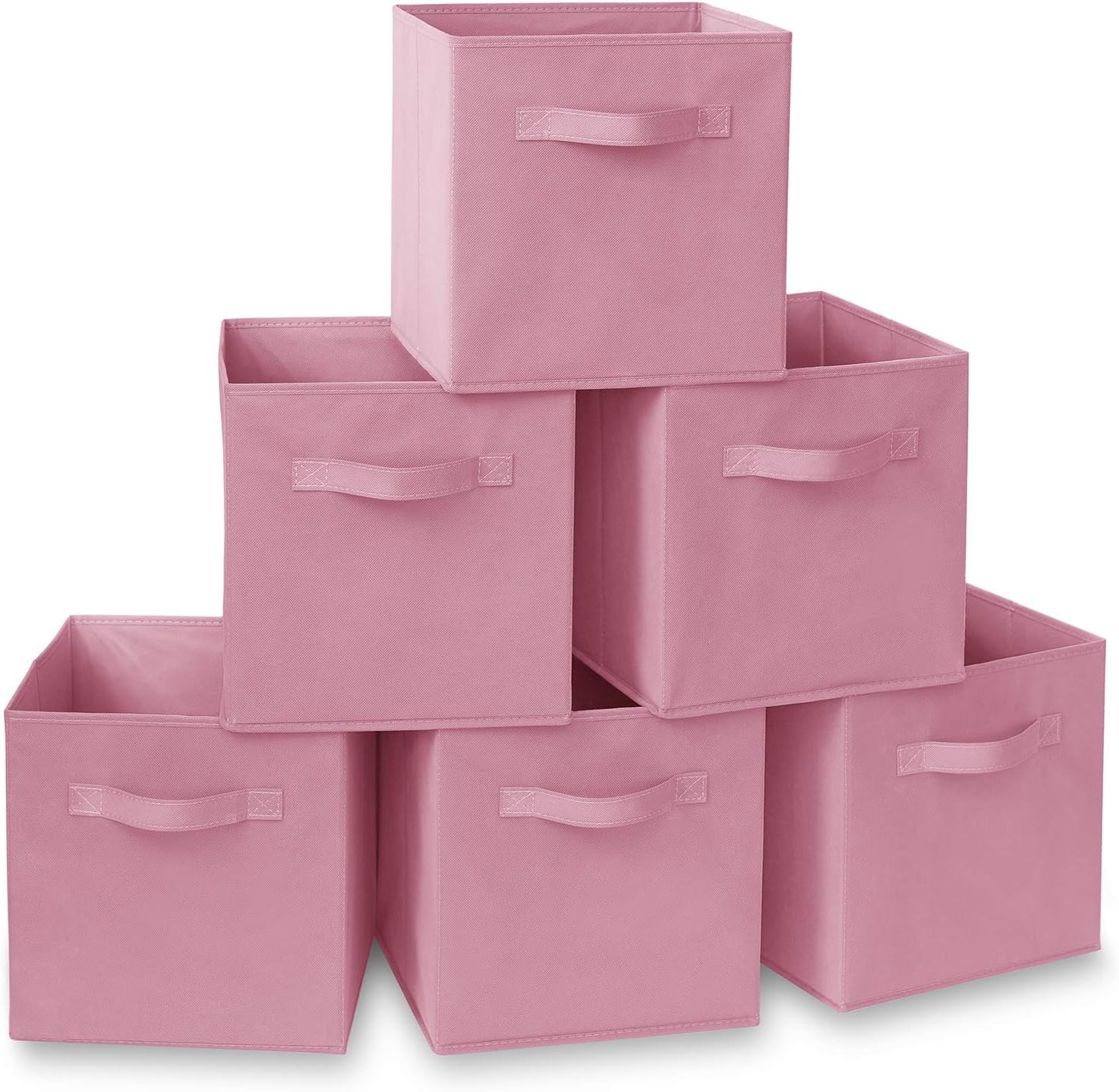 Casafield Set of 6 Collapsible Fabric Cube Storage Bins, Light Pink - 11" Foldable Cloth Baskets ... | Amazon (US)